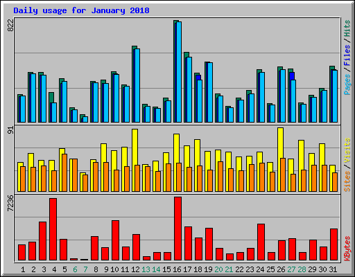 Daily usage for January 2018