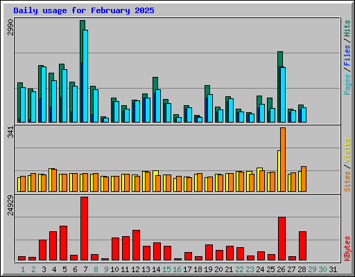 Daily usage for February 2025