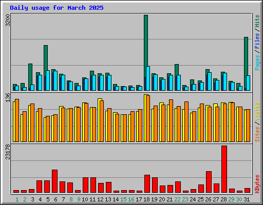 Daily usage for March 2025
