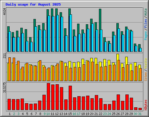Daily usage for August 2025