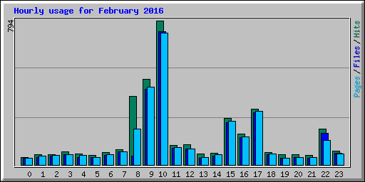 Hourly usage for February 2016