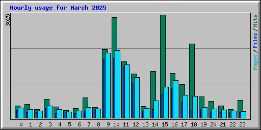 Hourly usage for March 2025